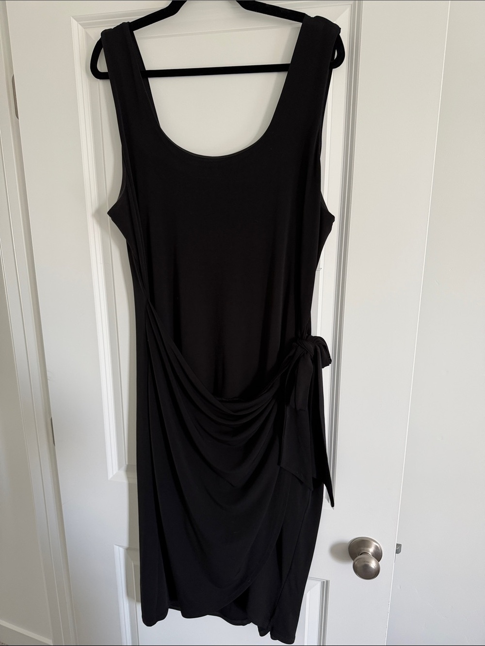 Express Black Sleeveless Drape Tie-Waist Midi Dress